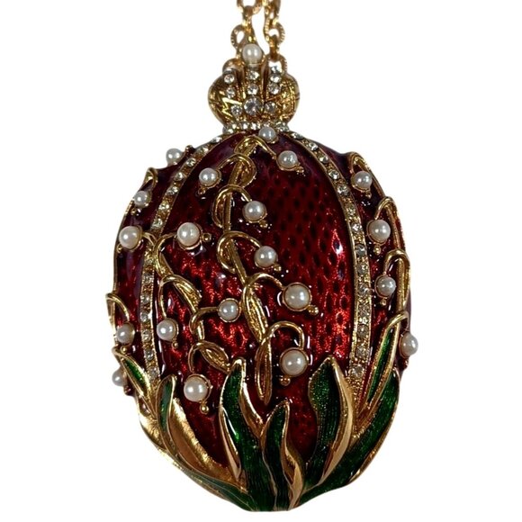 METROPOLITAN MUSEUM OF ART FABERGE EGG LILY FLOWER PENDANT BROOCH JOAN RIVERS - Picture 2 of 8